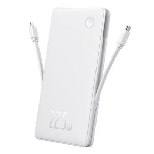 Baseus – Airpow Air Lite – powerbanka, USB, USB-C, dvojitý kábel USB-C a Lightning, 22,5 W, 10000 mAh – biela KF2332423