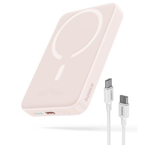 Baseus – Mini Air – powerbanka, USB-C, MagSafe nabíjanie, 20 W, 10000 mAh, kábel USB-C, 30 cm – ružová KF2332460