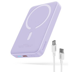 Baseus – Mini Air – powerbanka, USB-C, MagSafe nabíjanie, 20 W, 10000 mAh, kábel USB-C, 30 cm – fialová KF2332461