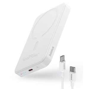 Baseus – Mini – powerbanka, USB-C, MagSafe nabíjanie, 20 W, 5000 mAh, kábel USB-C, 30 cm – biela KF2332488