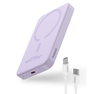 Baseus power banka Mini (P10022107513-00) – USB-C, MagSafe, 5 000 mAh, 20 W, USB-C kábel (30 cm), fialová KF2332490