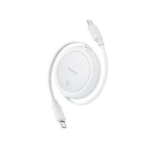 Baseus – mini navíjací dátový kábel Free2Pull Type-C na Type-C, 60 W, 1 m – biely (Moon White) KF2332515