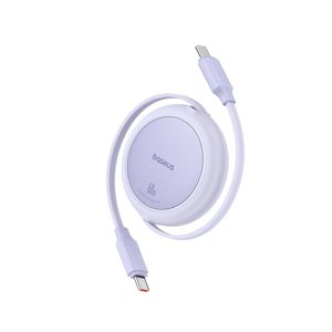 Baseus – mini navíjací dátový kábel Free2Pull Type-C na Type-C, 60 W, 1 m – fialový (Nebula Purple) KF2332517