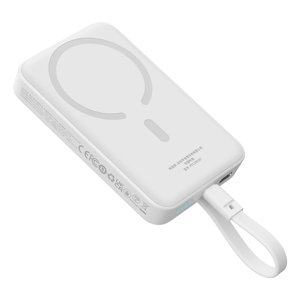 Baseus – Magnetic Mini – powerbanka, MagSafe, 2× USB-C, Lightning, 30 W, 10000 mAh – biela KF2332523