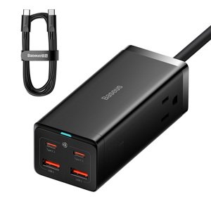 Baseus sieťová nabíjačka/predlžovačka (PSZM000201) – 2× AC, 2× USB, 2× USB-C, 100W, USB-C kábel, čierna KF2332561