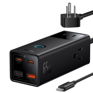 Baseus sieťová nabíjačka PowerCombo Digital PowerStrip (PSLA020101) – 3× AC, 2× USB, 2× USB-C, 65W, kábel USB-C 100W, čierna KF2332563