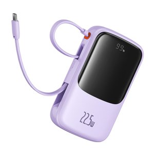 Baseus power banka Qpow Pro+ (P10067101513-00) – Lightning, 2× USB-C, USB-A, 10 000 mAh, 22,5 W, USB-C kábel, fialová KF2332568