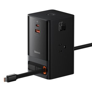 Baseus sieťová nabíjačka PowerCombo Digital PowerStrip (PSLR000101) – 3× AC, USB, USB-C, USB-C kábel, 65W, US zásuvka, čierna KF2332569