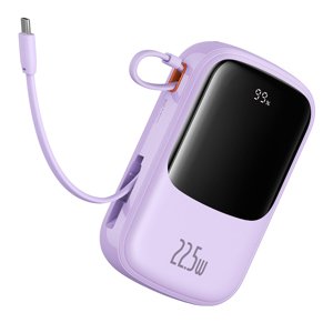 Baseus power banka Qpow Pro+ (P10067103513-00) – Lightning, 2× USB-C, USB-A, 20 000 mAh, 22,5 W, USB-C kábel, fialová KF2332579