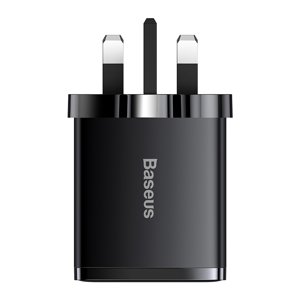 Baseus nabíjačka Compact Series (CCXJ030101) – UK Plug, rýchlonabíjačka, 2× USB, USB-C, 30 W, čierna KF2332580