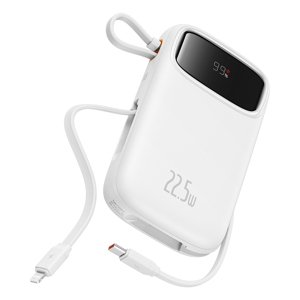 Baseus power banka Qpow Pro+ (P10055003223-00) – Lightning, 2× USB-C, USB-A, 10 000 mAh, 22,5 W, USB-C kábel (30 cm), biela KF2332587