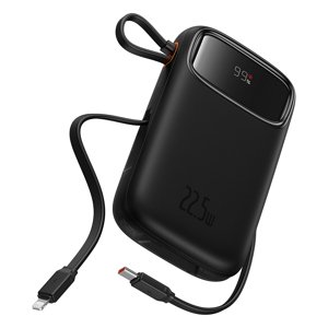 Baseus power banka Qpow Pro+ (P10055003113-00) – Lightning, 2× USB-C, USB-A, 10 000 mAh, 22,5 W, USB-C kábel (30 cm), čierna KF2332589
