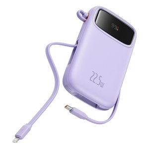 Baseus power banka Qpow Pro+ (P10055002513-00) – Lightning, 2× USB-C, USB-A, 20 000 mAh, 22,5 W, USB-C kábel (30 cm), fialová KF2332596