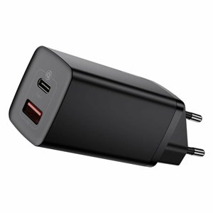 Baseus GaN Lite nabíjačka (CCGAN2L-B01) – USB, USB-C, 65 W, rýchlonabíjačka, čierna KF2332598