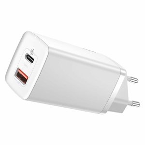Baseus GaN Lite nabíjačka (CCGAN2L-B02) – USB, USB-C, 65 W, rýchlonabíjačka, biela KF2332601