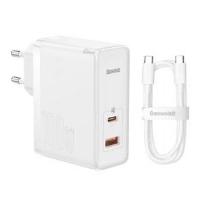 Baseus GaN5 Pro nabíjačka (CCGP090202) – USB-C, USB, 100 W, kábel USB-C (1 m), biela KF2332612