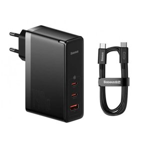 Baseus GaN5 Pro nabíjačka (CCGP100201) – 2× USB-C, USB, 140 W, USB-C kábel 240 W (1 m), čierna KF2332616