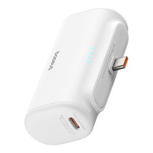 Baseus power banka (P10068306213-00) – USB-C, kompaktná, 20 W, 5000 mAh, USB-C kábel, biela KF2332632