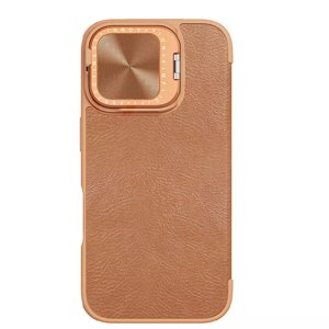 Nillkin Qin Prop Leather kryt na iPhone 16 – hnedý KF2334088