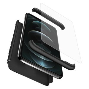 GKK 360 Puzdro + Ochranné sklo na displej - Iphone 12 pro - čierne KF233414