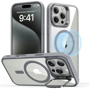 ESR Kryt Classic Hybrid HaloLock Kickstand pre iPhone 16 Pro – sivý priehľadný KF2334675