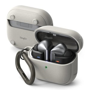Ringke Onyx Magnetic puzdro pre Samsung Galaxy Buds 3 / 3 Pro – protišmykový povrch, karabína – teplá sivá KF2335870