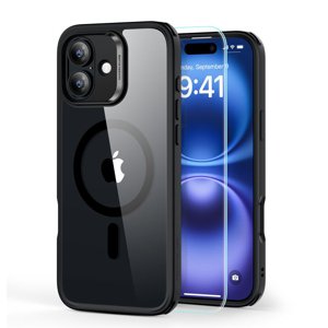 ESR Classic Hybrid HaloLock puzdro + ochranné sklo pre iPhone 16 – číre/čierne KF2335897