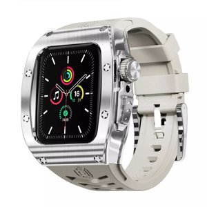 ShellBox Vodotesné Ochranné Puzdro IP68 s Remienkom - Apple Watch 4 / 5 / 6 / SE (44mm) - Strieborné KF2336942