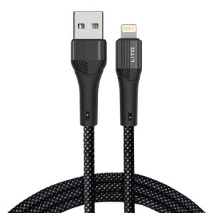 Lito – dátový kábel USB na Lightning, rýchle nabíjanie 60 W, 480 Mbps, nylon, 1 m – čierny KF2338098