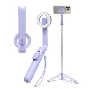 Spigen Selfie Stick (S571W) - Kompatibilný s MagSafe, s tripodom, stabilný, Bluetooth, pre iOS a Android - Levanduľová KF2338311
