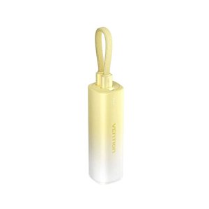 Vention FHWY0 powerbanka – USB-C + Lightning, dizajn s pútkom, LED indikátor, kábel, 20W, 5000mAh – žltá KF2339662