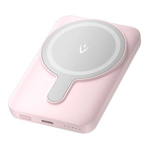 Vention FHSP0 bezdrôtová powerbanka – 2× USB-C, stojan, LED displej, rýchlonabíjanie, 20W, 5000mAh – ružová KF2339675