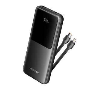 Vention FHOB0 powerbanka – USB-C, 2× USB, microUSB, káble USB-C a Lightning, 22.5W, 10000mAh – čierna KF2339774