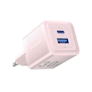 Vention FEQP0-EU sieťová nabíjačka – USB-C + USB, PD30W, GaN, dvojité rýchlonabíjanie, nízka teplota – ružová KF2340241