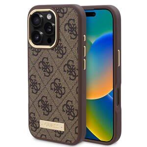Guess pevný kryt 4G s logom a MagSafe na iPhone 16 Pro Max (GUHMP16XU4GPRW) - hnedý KF2340452