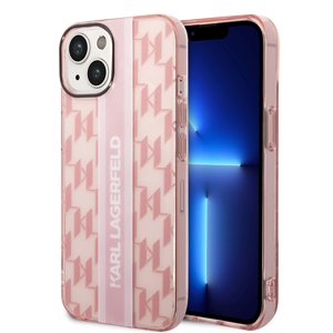 Karl Lagerfeld pevný kryt s monogramom na iPhone 14 Plus (KLHCP14MHKLSPCP) - ružový pruh (Pink Stripe) KF2340553