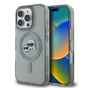 Karl Lagerfeld obal MagSafe IML (KLHMP16XHLSKCK) - iPhone 16 Pro Max - Kovová hlava Karla & Choupette KF2340841
