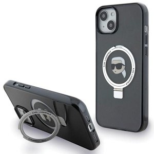 Karl Lagerfeld tvrdý obal s prstencovým stojanom MagSafe (KLHMP15SHMRSKHK) - iPhone 15 - Hlava Karla KF2340900