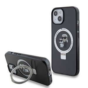 Karl Lagerfeld tvrdý obal s prstencovým stojanom MagSafe (KLHMP15SHMRSKCK) - iPhone 15 - Karl & Choupette KF2340908