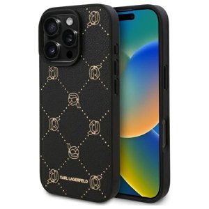 Karl Lagerfeld kožený obal MagSafe (KLHMP16XPGKHPHK) - iPhone 16 Pro Max - Hlava Karla KF2340936