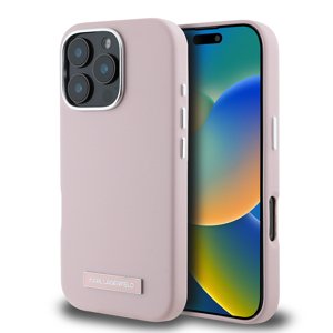 Karl Lagerfeld kožený obal MagSafe (KLHMP16XPGMSRPP) - iPhone 16 Pro Max - Ružová FW Kovová Platňa KF2340940