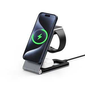Duzzona - Bezdrôtová nabíjacia stanica 3v1 (W22) - MagSafe, pre iPhone, Apple Watch, AirPods, 15W - sivá KF2340971