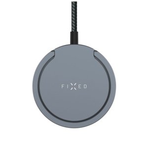Fixed magnetická bezdrôtová nabíjačka (FIXMPADP-GR) – univerzálna, držiak na prst, MagSafe, Qi2, 15W, USB-C, 1.2m nylonový kábel, sivá KF2341367