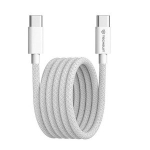 Techsuit - Dátový kábel pre Apple, Android a USB-C, superrýchle nabíjanie PD60W, flexibilný, odolný, 1 m - sivý KF2342054