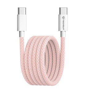 Techsuit - Dátový kábel pre Apple, Android a USB-C, superrýchle nabíjanie PD60W, flexibilný, odolný, 1 m - ružový KF2342055