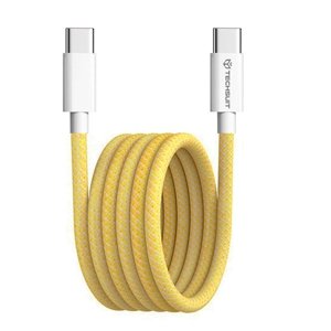 Techsuit - Dátový kábel pre Apple, Android a USB-C, superrýchle nabíjanie PD60W, flexibilný, odolný, 1 m - žltý KF2342059