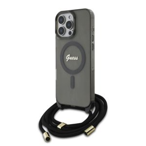 Guess IML Crossbody Cord Script MagSafe (GUHMP16LHCTSGNSK) puzdro pre - iPhone 16 Pro - Čierna KF2342166