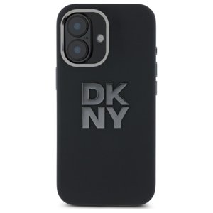 DKNY pevný silikónový kryt na iPhone 16 s kovovým logom (DKHCP16SSMCBSK) - čierny KF2342511