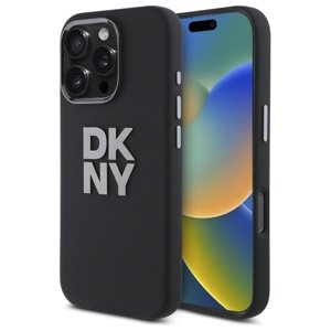 DKNY pevný silikónový kryt na iPhone 16 Pro Max s kovovým logom (DKHCP16XSMCBSK) - čierny KF2342513