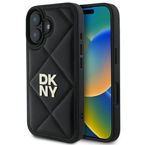 DKNY kožený obal Quilted Stack Logo (DKHCP16SPQDSLK) - iPhone 16 - Čierny KF2342520
